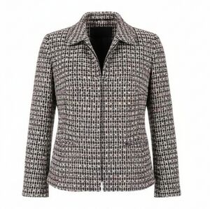 Sag Harbor Tweed Blazer Size 8 P Multi Color Metallic Zip Front Slip Pockets